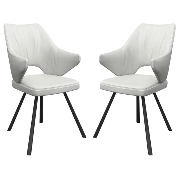 Zebulon White Leather Dining Chairs In Pair | Bed Sava