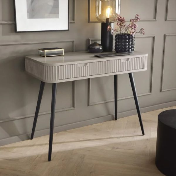 Zebulon Wooden Laptop Desk With 2 Drawers In Cashmere | Bed Sava