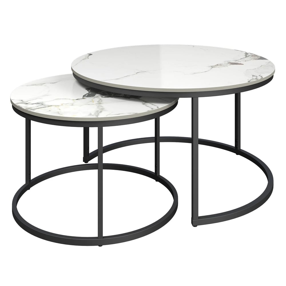 Zillah Sintered Stone Ceramic Nesting Coffee Tables In White