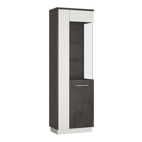 Zinger Right Handed Wooden Display Cabinet In Grey And White