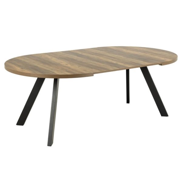 Zurich Wooden Extending Dining Table With Metal Legs In Oak | Bed Sava