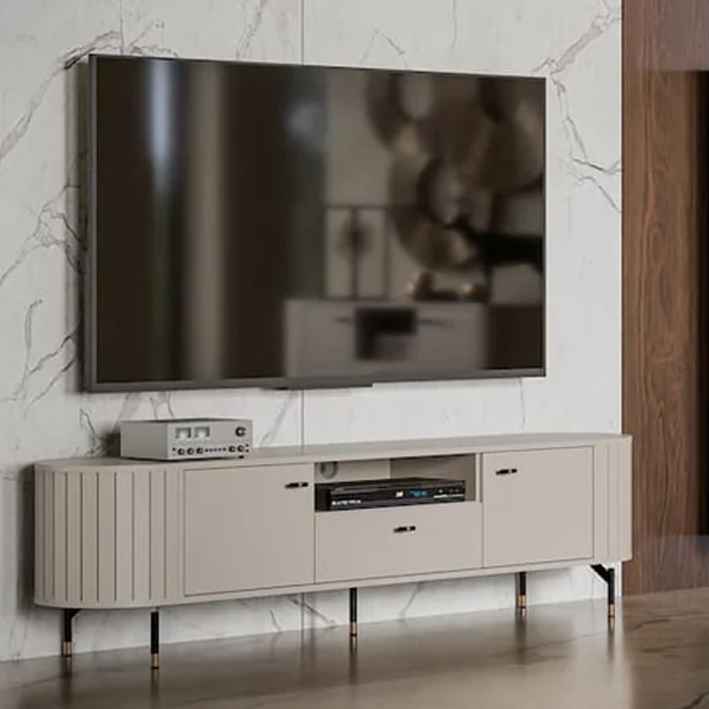 Zurich Wooden TV Stand With 2 Doors 1 Drawer In Cashmere | Bed Sava