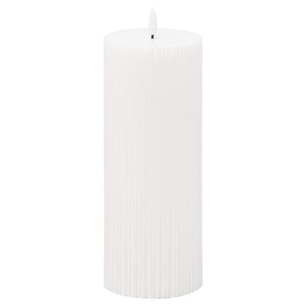 Luxe Collection Natural Glow 35×9 Texture Ribbed LED Candle | Bed Sava