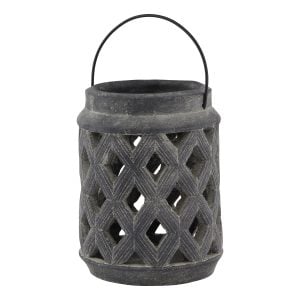 Amalfi Grey Large Lattice Lantern | Bed Sava