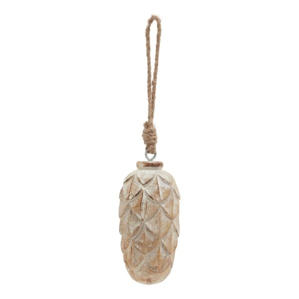 Antique White Wash Pine Cone Bauble | Bed Sava