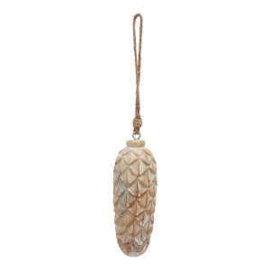 Antique White Wash Large Pine Cone Bauble | Bed Sava