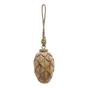 Natural Small Wooden Pine Cone Bauble | Bed Sava