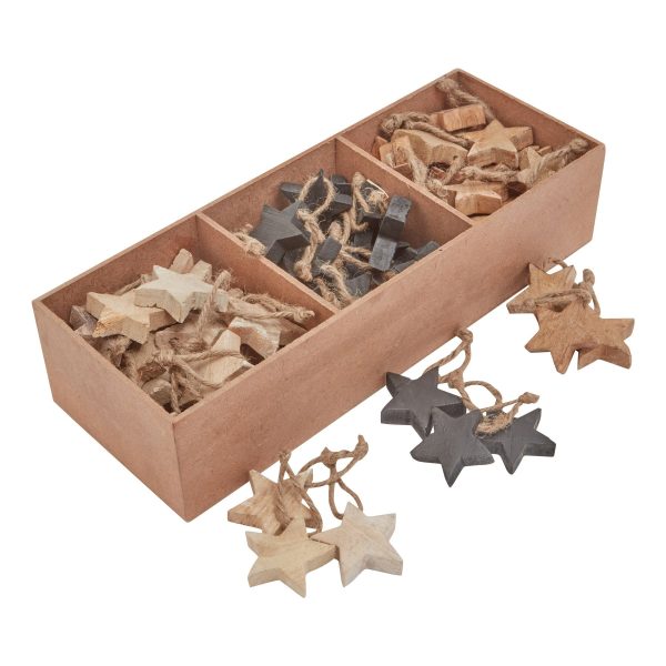 Pack Of 90 Wooden Star Hanging Decorations | Bed Sava