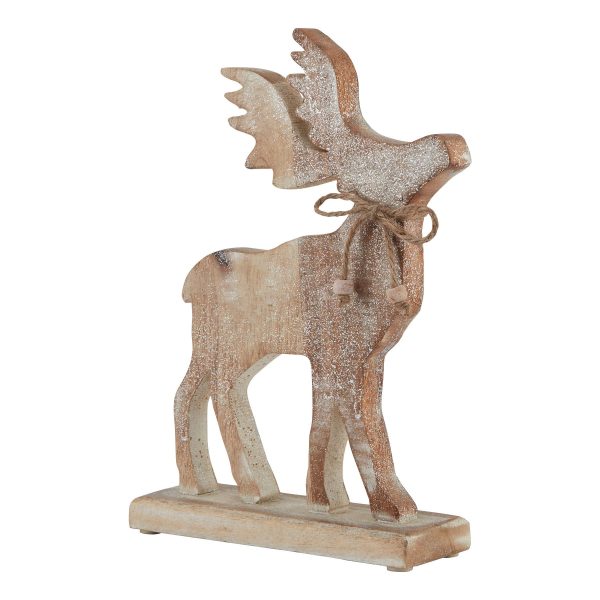 White Wash Collection Wooden Sparkle Stag Decoration | Bed Sava
