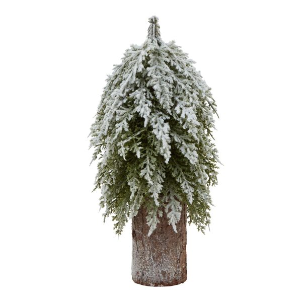 Small Snowy Fir Tree On Tall Wood Log | Bed Sava