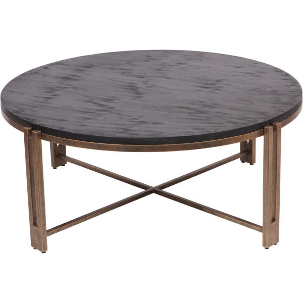 Dalston Black Sandblasted Wood and Champagne Frame Coffee Table | Bed Sava