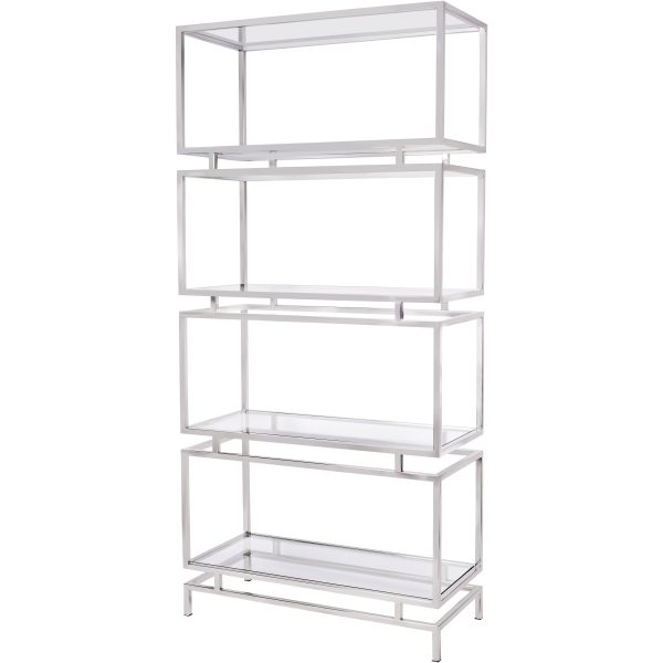 Abington Stainless Steel Frame and Clear Glass Large Display Unit | Bed Sava