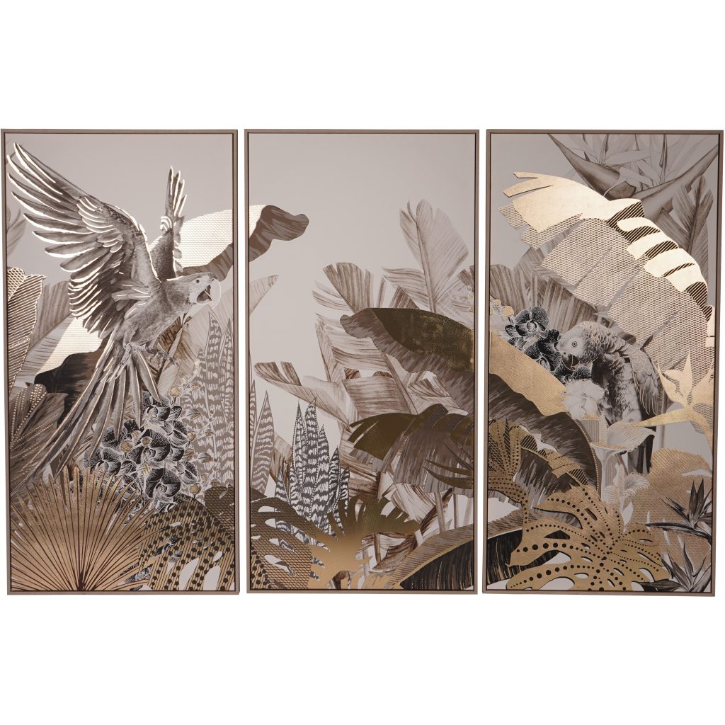 Framed Tropical Birds 3 Piece Canvas