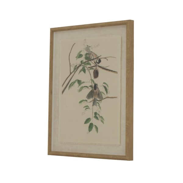 Flora  Fauna Collection Chickadees On Linen In Beaded Frame | Bed Sava