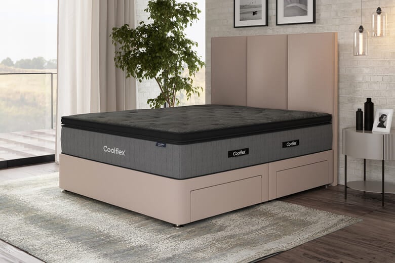 Coolflex Hybrid CHILL Mattress + Premium Divan Bed, Bednextday_Mink, No Storage, Small Double