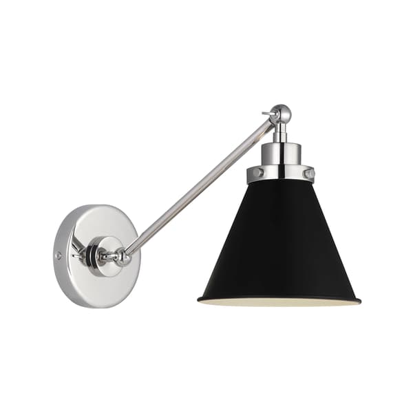 Wellfleet Wall Light Black & Nickel, Light, Midnight Black & Polished Nickel - Andrew Martin