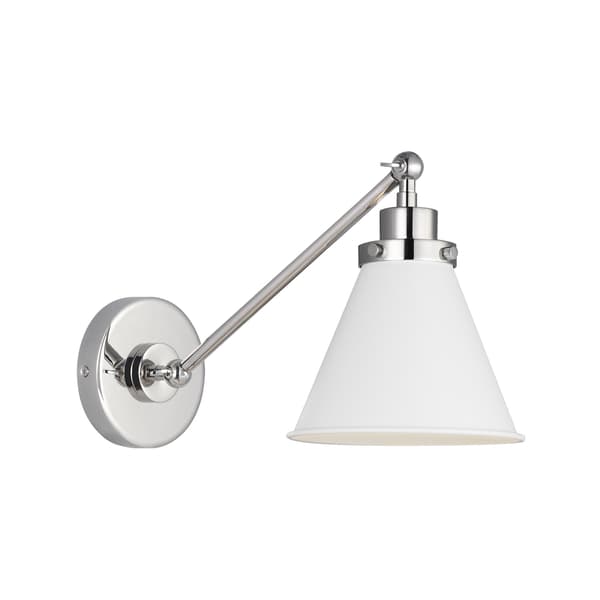 Wellfleet Wall Light White & Nickel, Light, Matte White & Polished Nickel - Andrew Martin