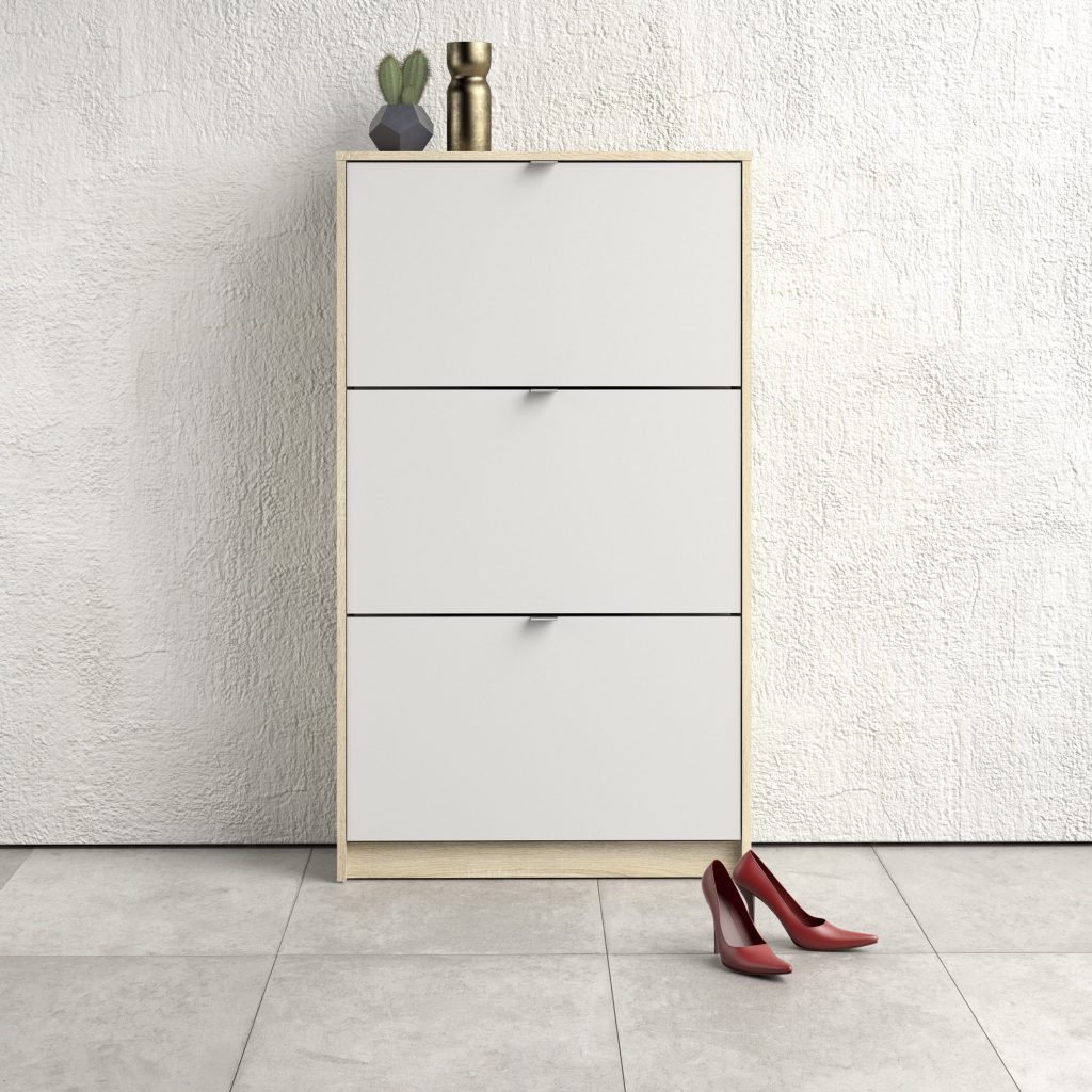 Shoes Shoe Cabinet 3 Flip Down Doors and 2 layers 1 Door Oak structure