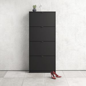 Shoes Shoe Cabinet 4 Flip Down Doors and 1 layer in Matt Black | Bed Sava