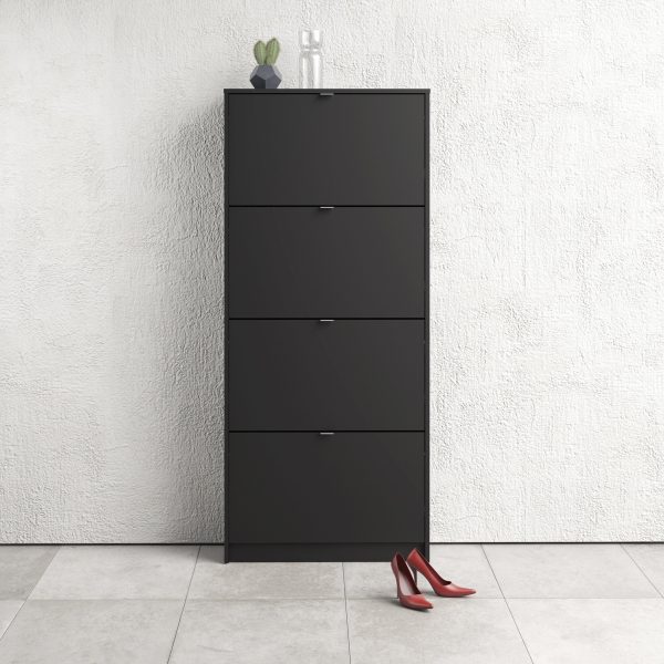 Shoes Shoe Cabinet 4 Flip Down Doors and 1 layer in Matt Black | Bed Sava