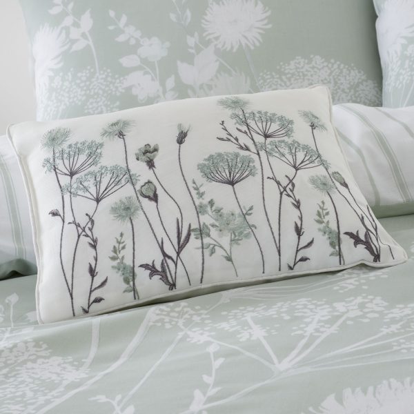 Catherine Lansfield Meadowsweet Floral Embroidered Cushion | Bed Sava