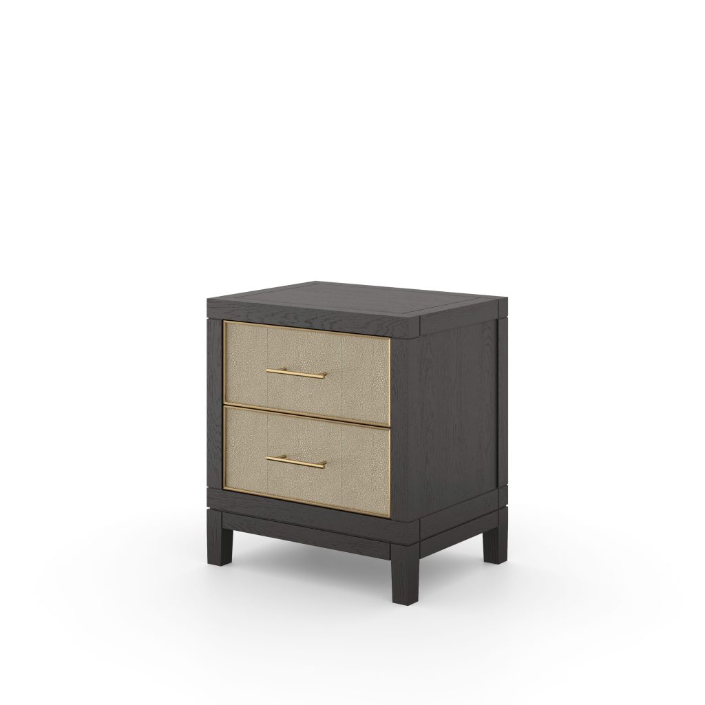 Rae Bedside Chest - Black / Shagreen