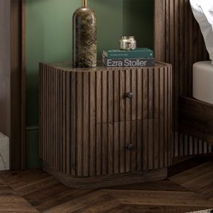 Jacob Bedside Table  Dark Wood  Brown Marble | Bed Sava