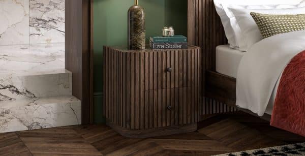 Jacob Bedside Table  Dark Wood  Brown Marble | Bed Sava