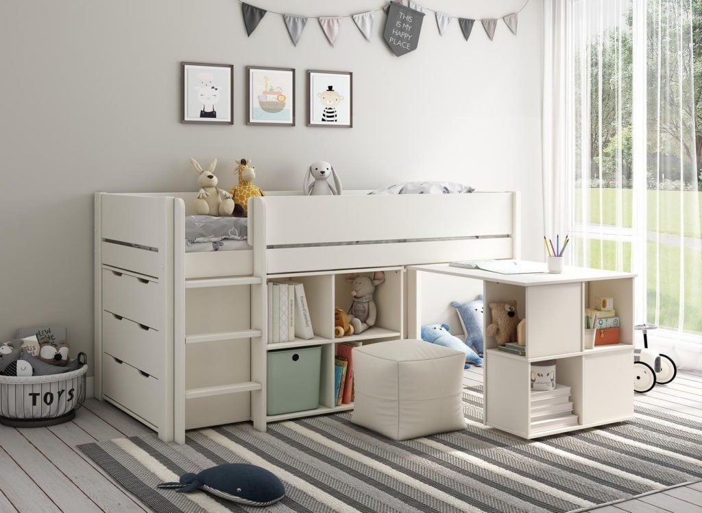 Anderson Mid Sleeper Bed Frame with Storage & Drawers - 3'0 Single - White