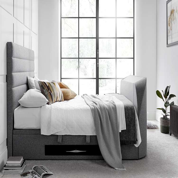 Kaydian Medway TV Media Ottoman Bed double 4'6 135x190 cm marbella grey