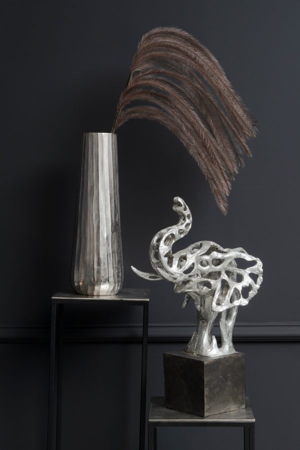 Addo Abstract Elephant Head Sculpture in Silver Resin | Bed Sava