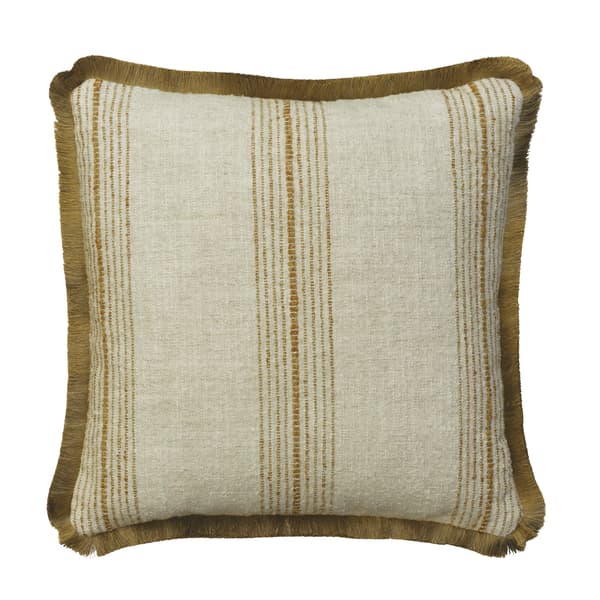 Atrani Stripe Ochre, Sustainable Feather, Cushion - Andrew Martin Sophie Paterson Linen & Linen Blend & Viscose Blend Plain Texture & Stripe