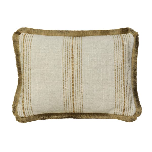 Atrani Stripe Ochre, Sustainable Feather, Cushion - Andrew Martin Sophie Paterson With Trim/Fringe & Linen & Linen Blend & Viscose Blend