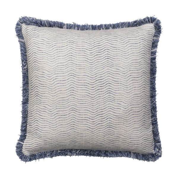 Canalasso Denim, Sustainable Feather, Cushion - Andrew Martin Sophie Paterson With Trim/Fringe & Cotton Blend & Linen Blend Stripe