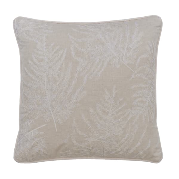 Brooklyn Natural Sustainable Feather Cushion 55cm x 55cm  Andrew Martin Cotton Blend  Linen Blend  Viscose Blend Embroidered  Floral | Bed Sava