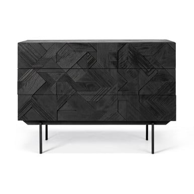Ethnicraft Black Carved Chest Of Drawers Graphic