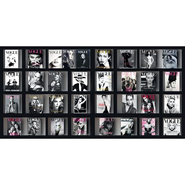 Vogue Collection Black & White, Plexiglass artwork, 200cm x 100cm - Andrew Martin