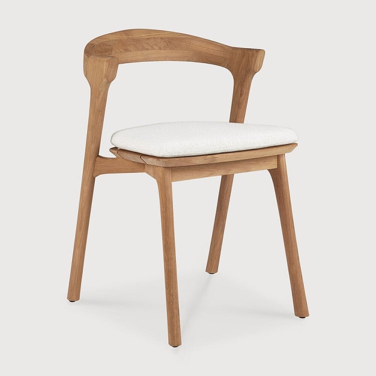 Ethnicraft Bok Teak Outdoor Dining Chair free off white cushion