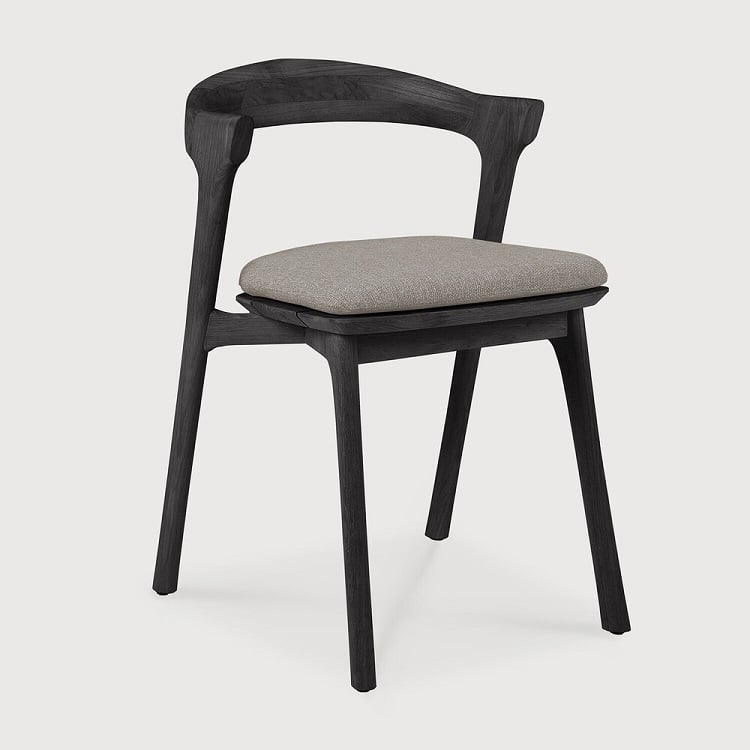 Ethnicraft Bok Teak Black Outdoor Dining Chair free mocha cushion