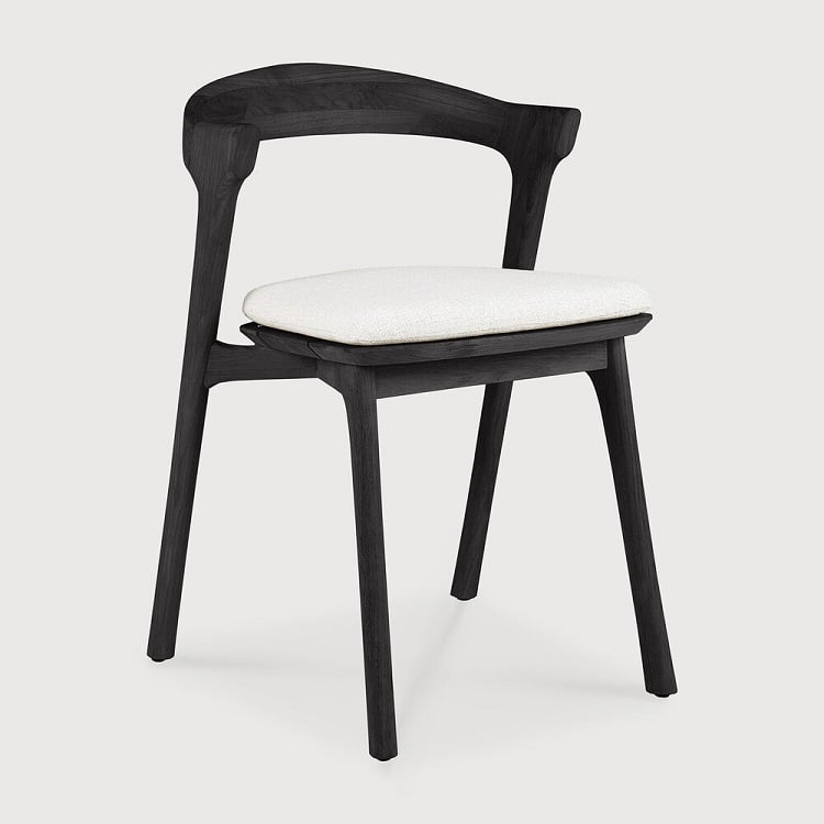 Ethnicraft Bok Teak Black Outdoor Dining Chair free off white cushion