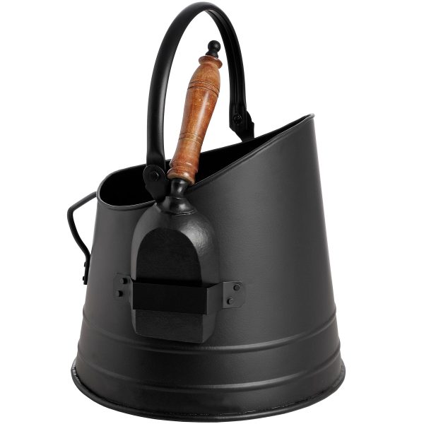 Black Coal Bucket with Teak Handle Shovel | Bed Sava