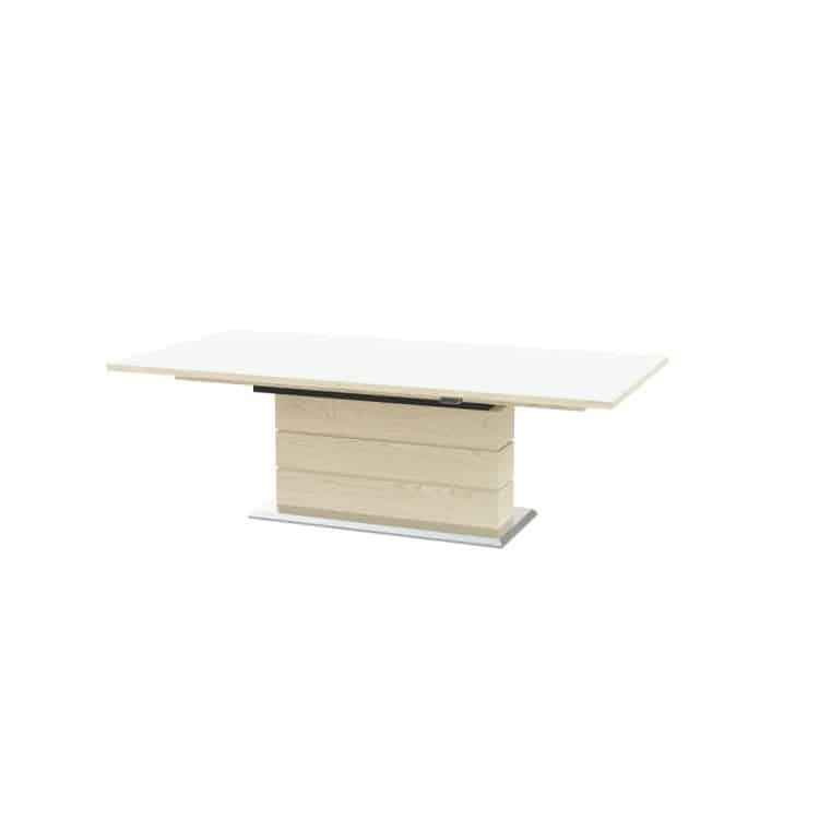 Skovby 30 Height Adjustable Dining Table solid white oiled oak + white laminate top