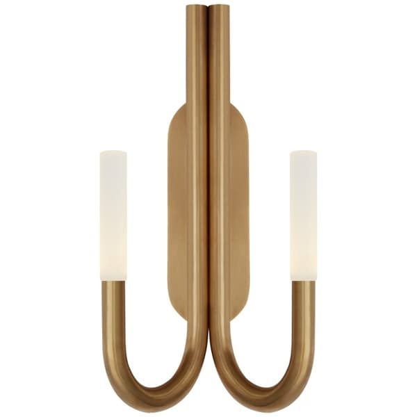 Rousseau Double Wall Light Brass, Wall Light, Antique-Burnished Brass/Crystal - Andrew Martin
