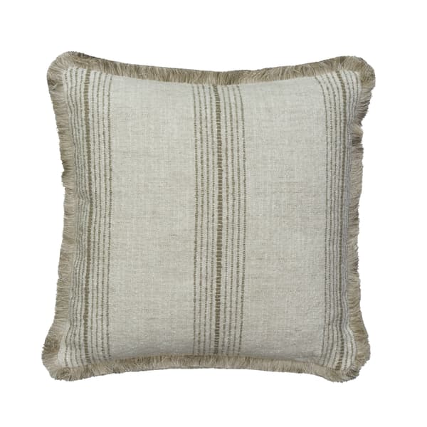 Atrani Stripe Taupe, Sustainable Feather, Cushion - Andrew Martin Sophie Paterson With Trim/Fringe & Linen Blend Plain Texture & Stripe