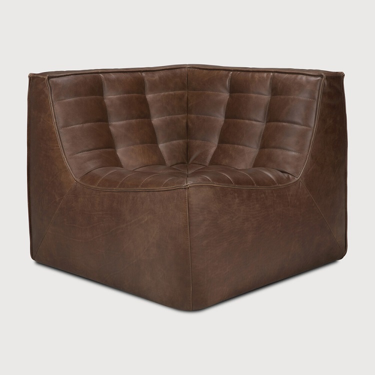 Ethnicraft N 701 Modular Sofa - Chestnut Leather corner