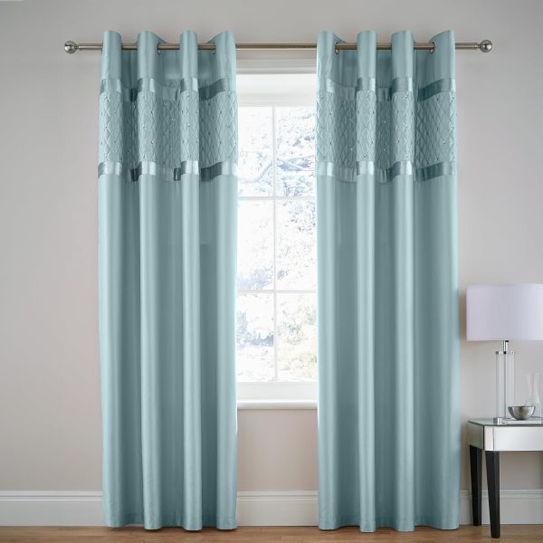 Catherine Lansfield Sequin Cluster Lined Eyelet Curtains Two Panels | Bed Sava