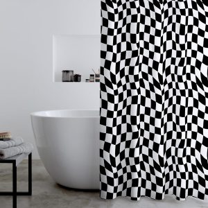 Catherine Lansfield Checkerboard Shower Curtain Panel | Bed Sava