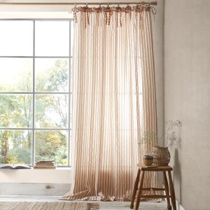 Pineapple Elephant Zanzibar Yarn Dyed Stripe Voile Curtain Panel | Bed Sava