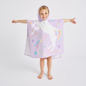 Catherine Lansfield Kids Unicorn Hooded Cotton Towel Poncho | Bed Sava