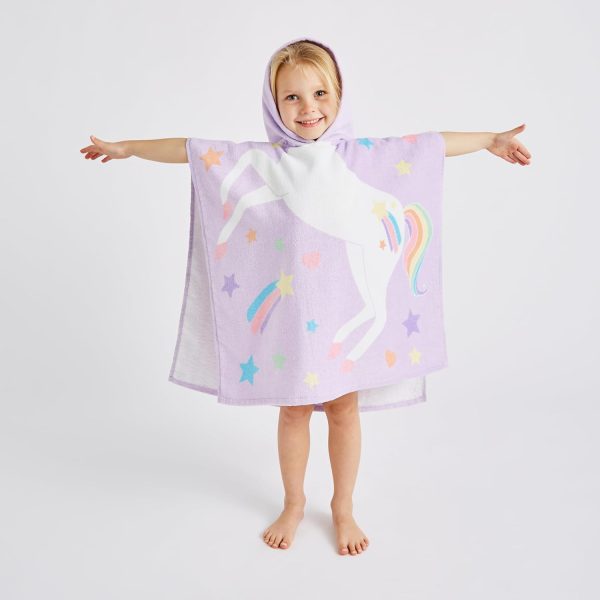 Catherine Lansfield Kids Unicorn Hooded Cotton Towel Poncho | Bed Sava
